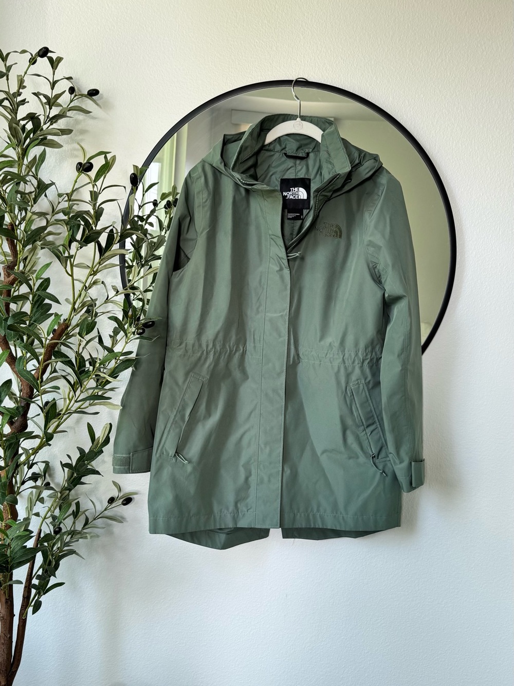 The North Face Women's Sage Teal Green Hooded Trench Rain Coat, M
